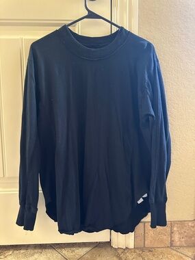 aerie Black Long-Sleeve Crewneck Shirt oversized xsmall